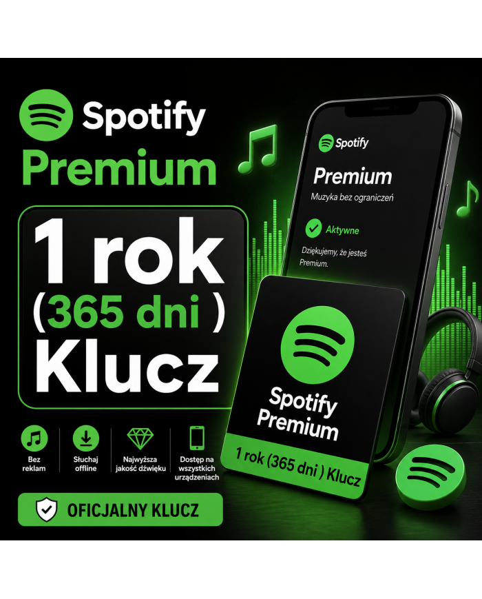 Spotify Premium - 1 rok (365 dni) Klucz