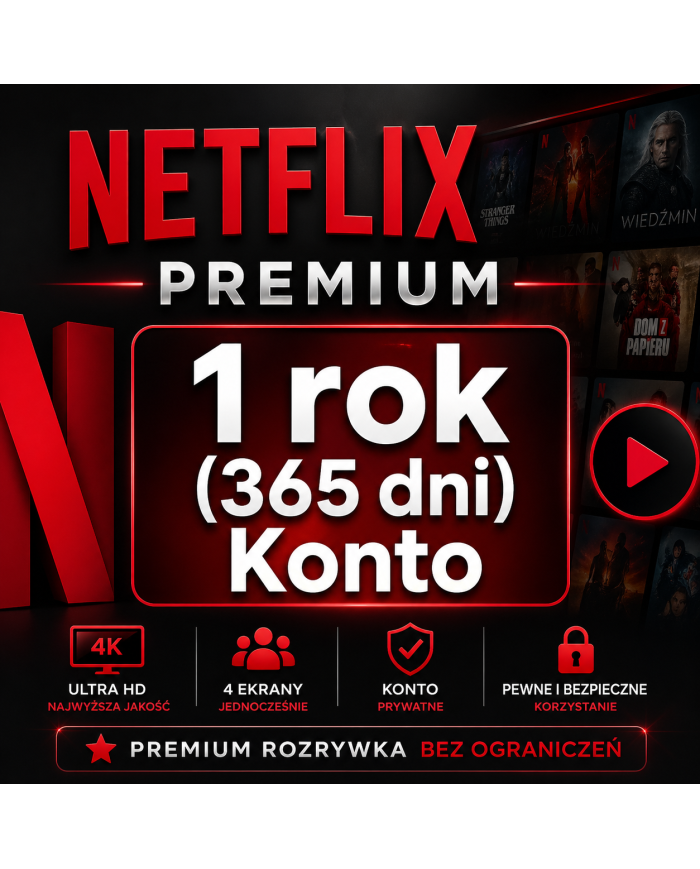 Netflix Premium - 1 rok (365 dni) Konto
