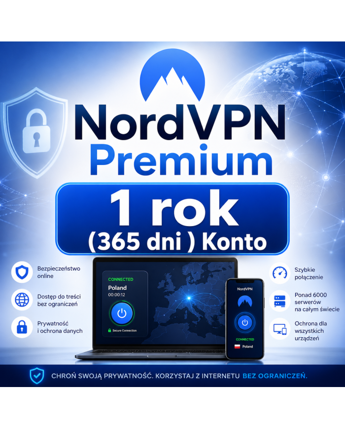 NordVPN Premium - 1 rok (365 dni) Konto