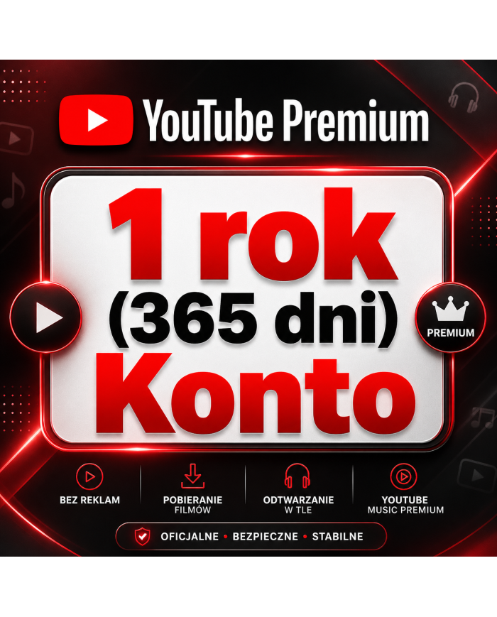 YouTube Premium - 1 rok (365 dni) Konto