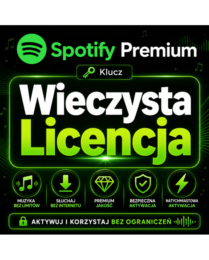 Spotify Premium - Wieczysta aktywacja Klucz