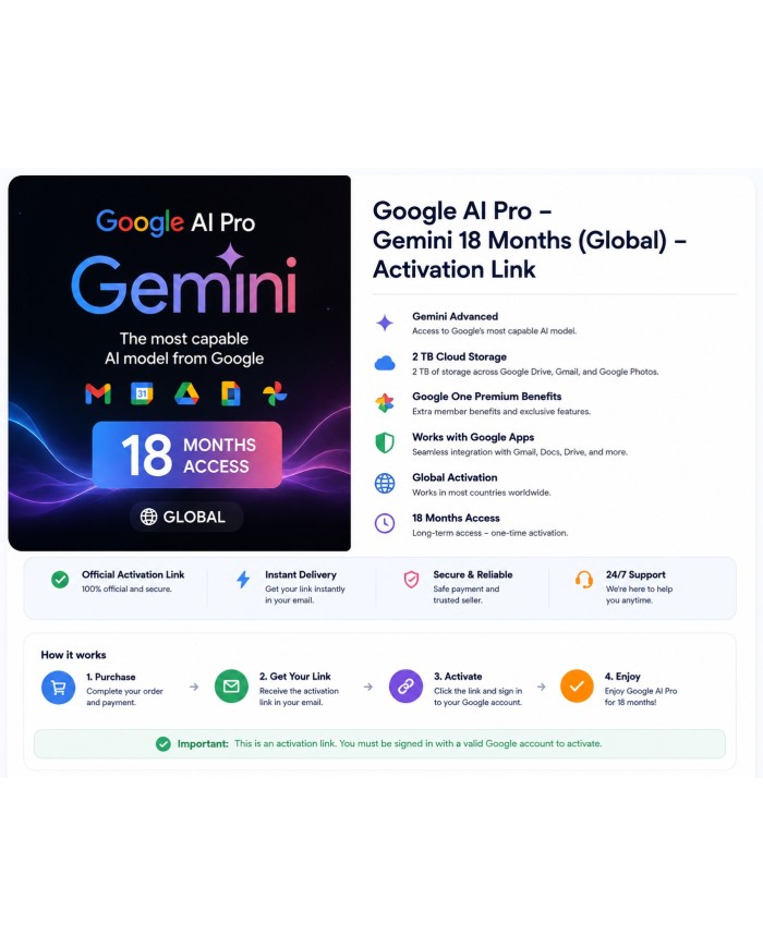 Google AI Pro - Gemini 18 Months (Global) - Activation Link — degitkeys